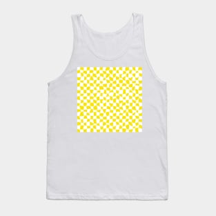 Warped Checkerboard, White and Yellow Tank Top